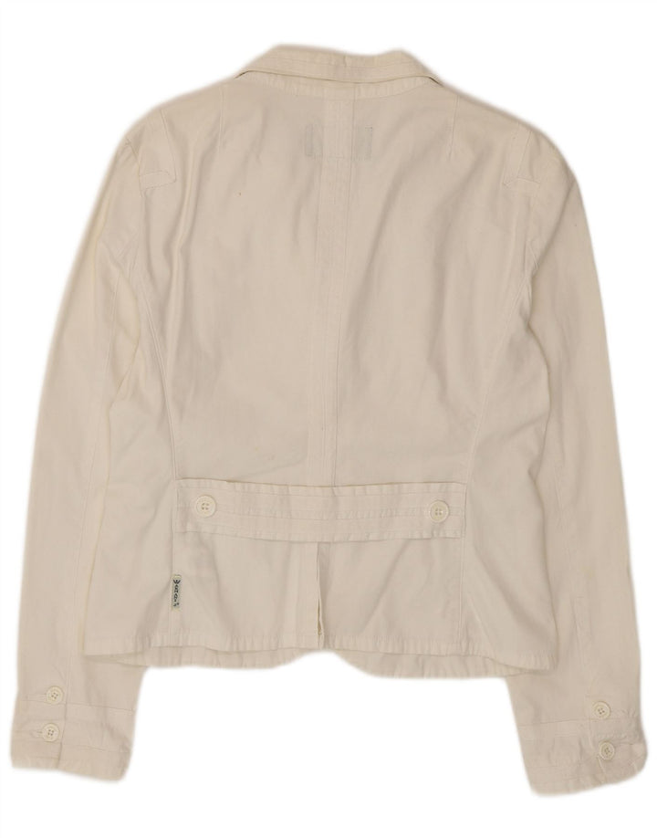 Armani Jeans Chaqueta Blazer de 3 Botones para Mujer UK 18 XL Algodón Blanco