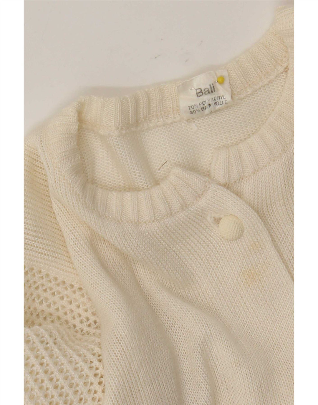Vintage mujer Cardigan suéter IT 46 grande de poliacrílico blanco apagado