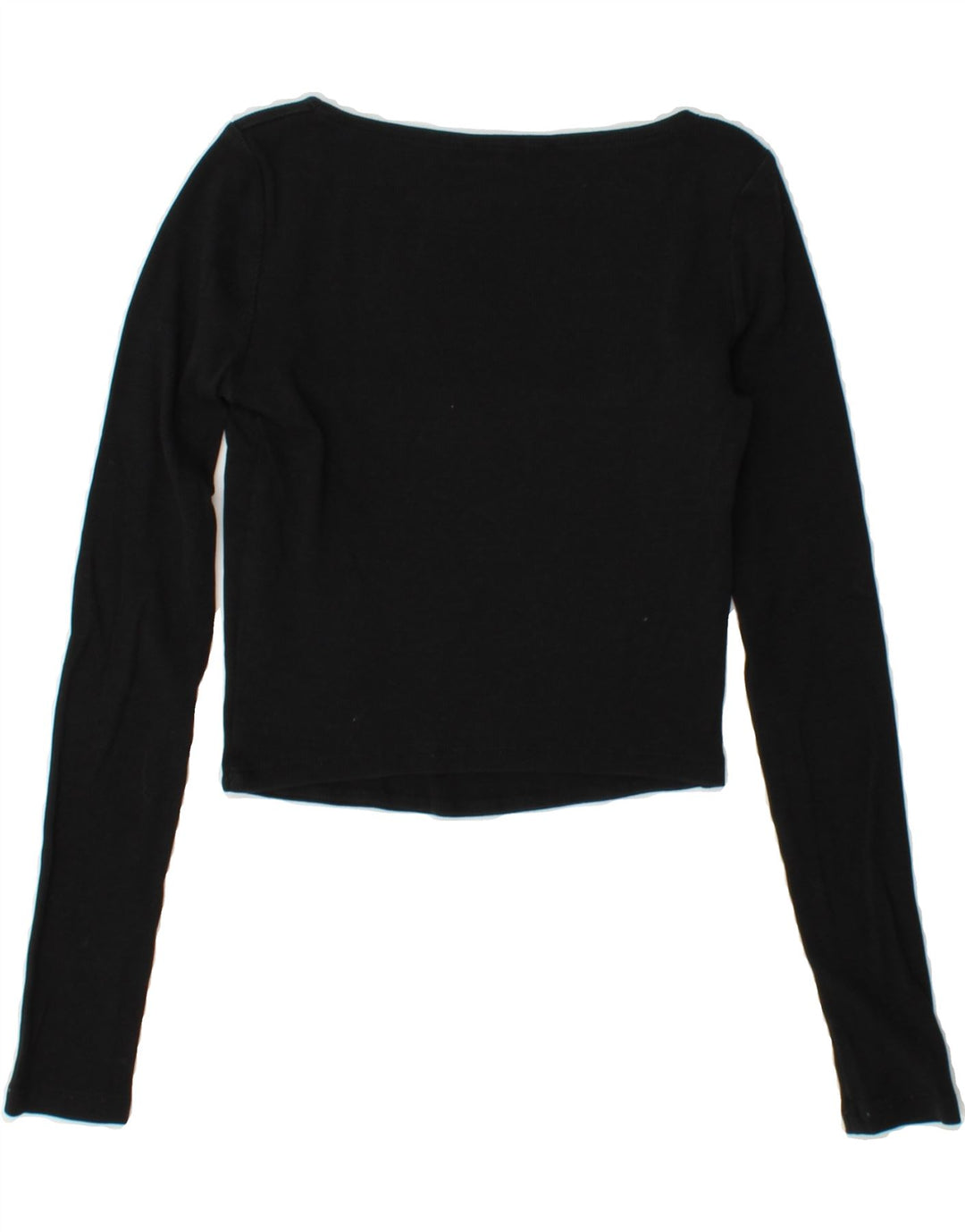 ZARA Womens Crop Top Long Sleeve UK 8 Small Black Cotton Vintage Zara and Second-Hand Zara from Messina Hembry 