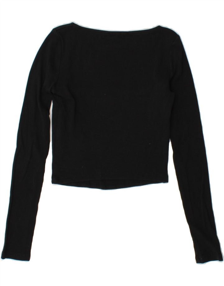 ZARA Womens Crop Top Long Sleeve UK 8 Small Black Cotton Vintage Zara and Second-Hand Zara from Messina Hembry 
