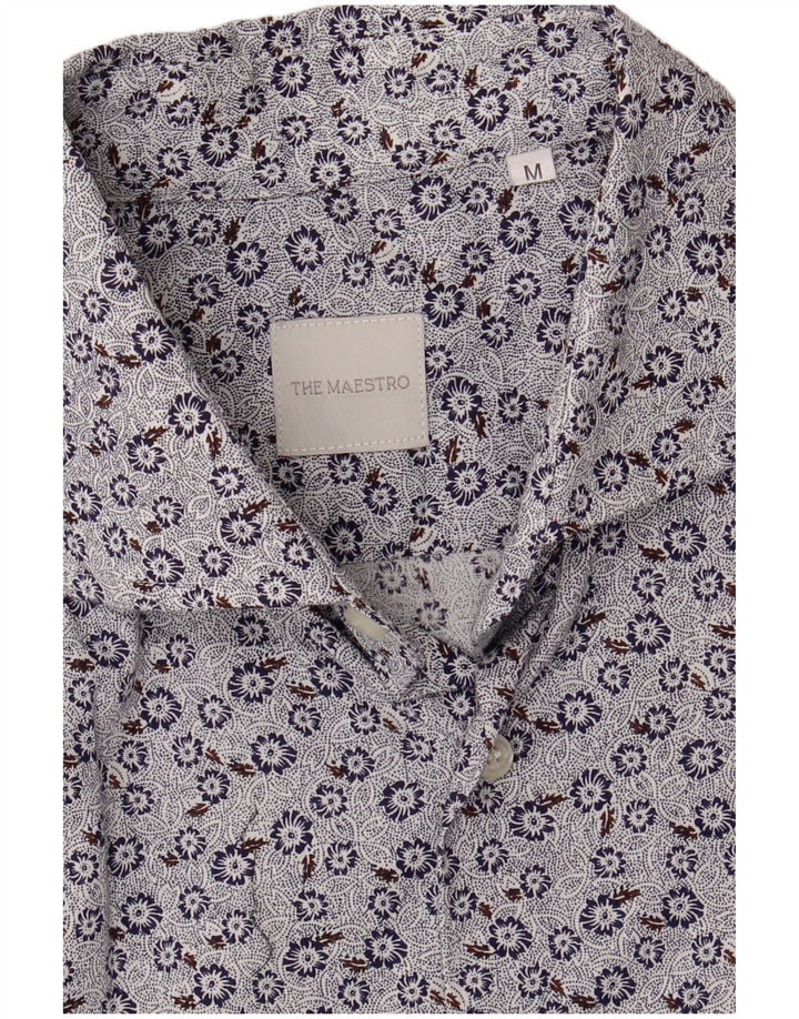 Camisa vintage para hombre azul medio floral
