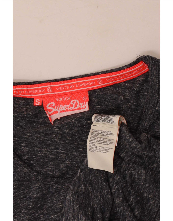 Superdry Mujer Graphic Vest Top UK 40 Small Gris Moteado Poliéster