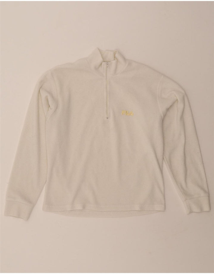 FILA Mens Zip Neck Fleece Jumper IT 46/48 Small White Polyester Vintage Fila and Second-Hand Fila from Messina Hembry 