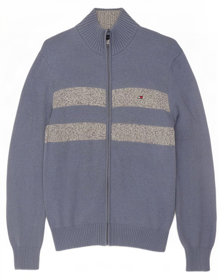 Tommy Hilfiger Hombre Cárdigan Suéter De Algodón Color Block Azul Medio