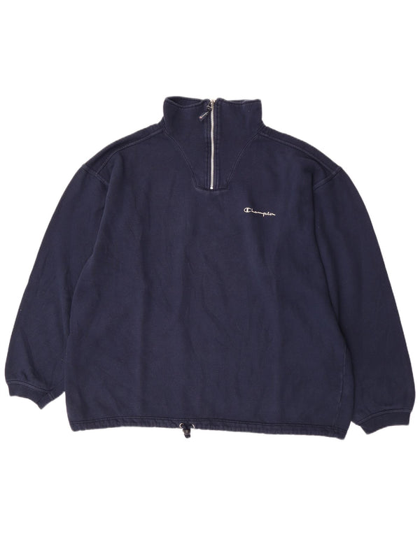 Champion Sudadera con cuello con cremallera para hombre Jersey 2XL Algodón azul marino