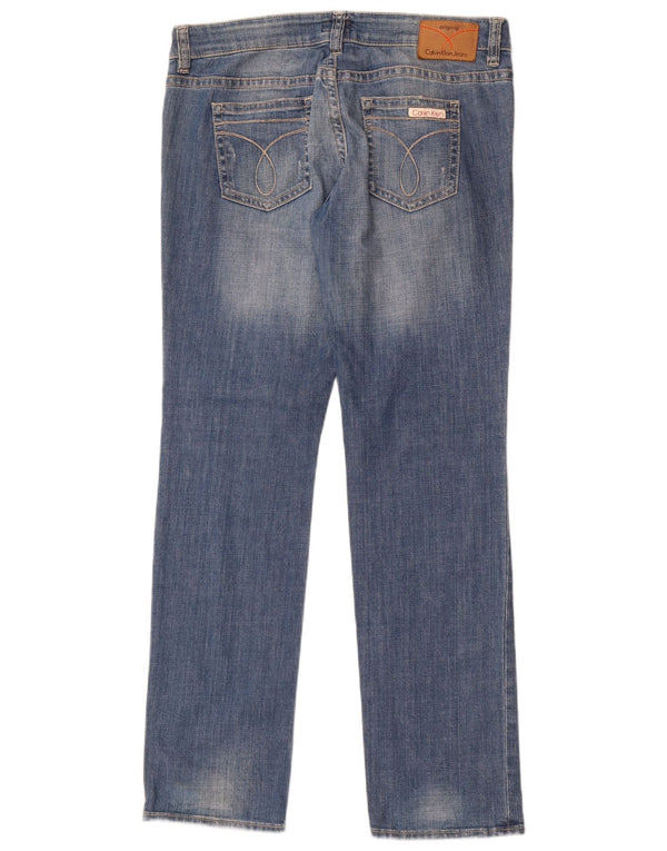 Calvin Klein Vaqueros Rectos Desgastados para Mujer W33 L32 Algodón Azul