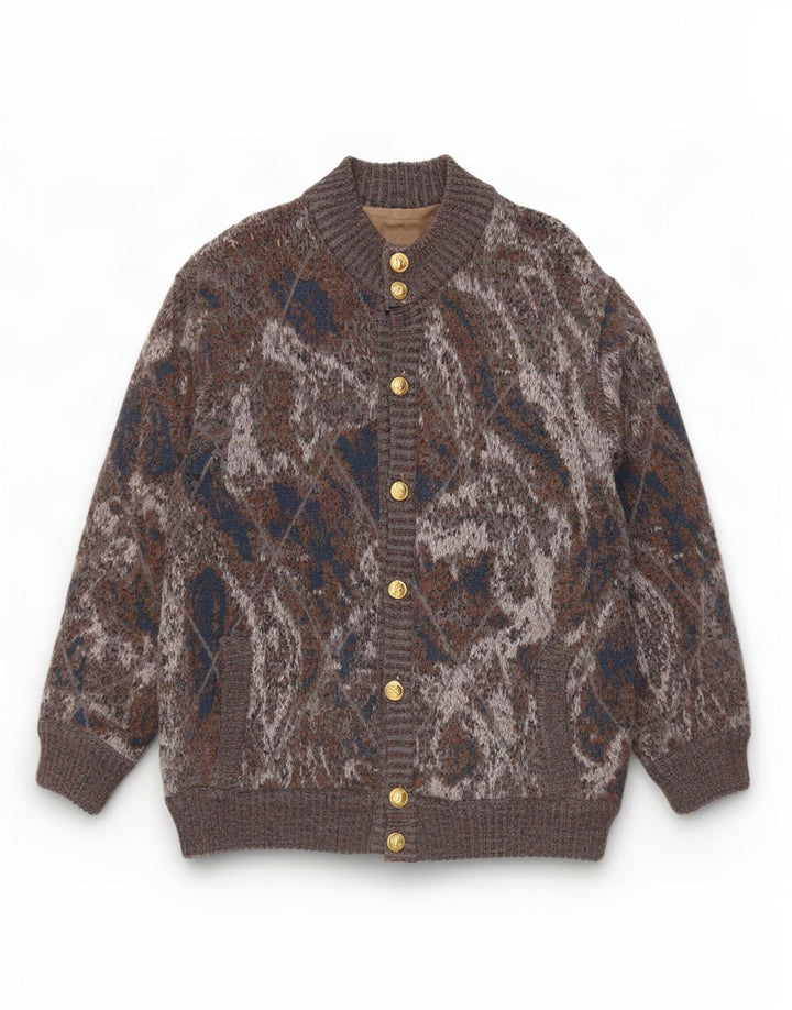 Vintage hombres punto bomber chaqueta Reino Unido 36 pequeño gris Argyle/lana de diamante