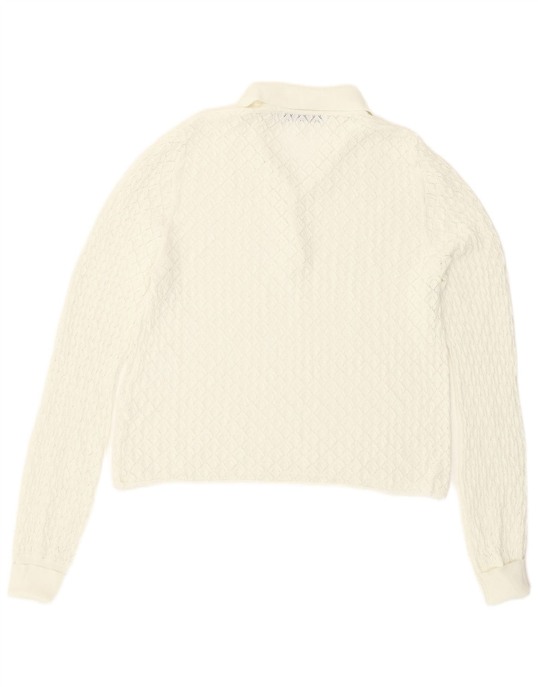 Zara Mujer Top Corto Transparente Manga Larga UK 40 Grande Blanco