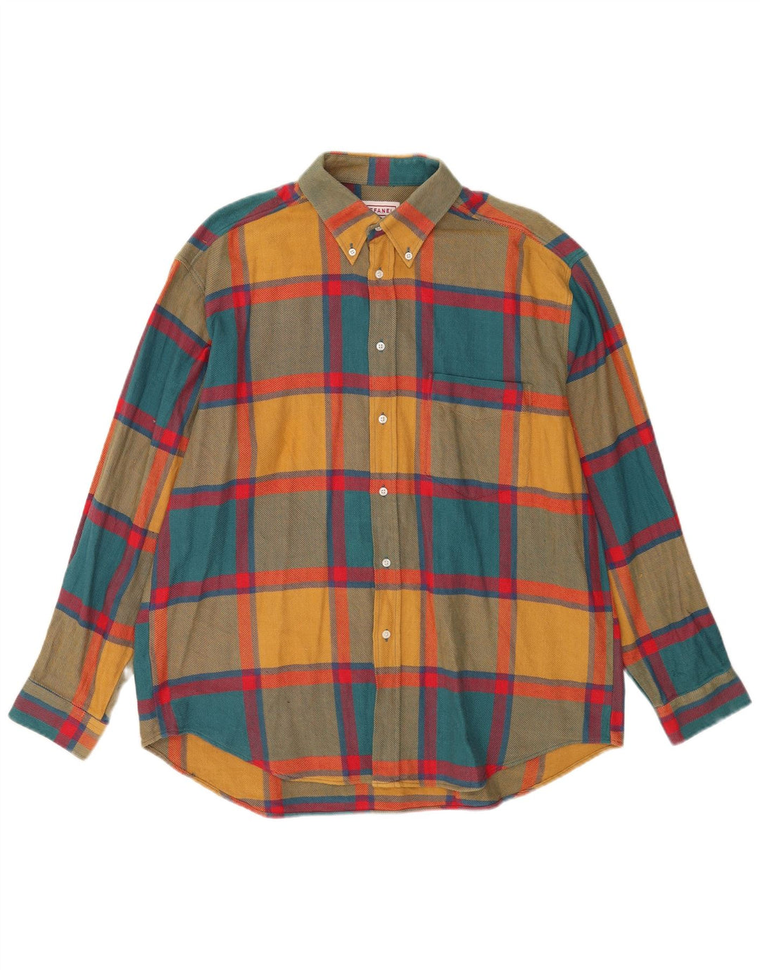 STEFANEL Camisa De Franela Hombre XL Algodón Cuadros Multicolor