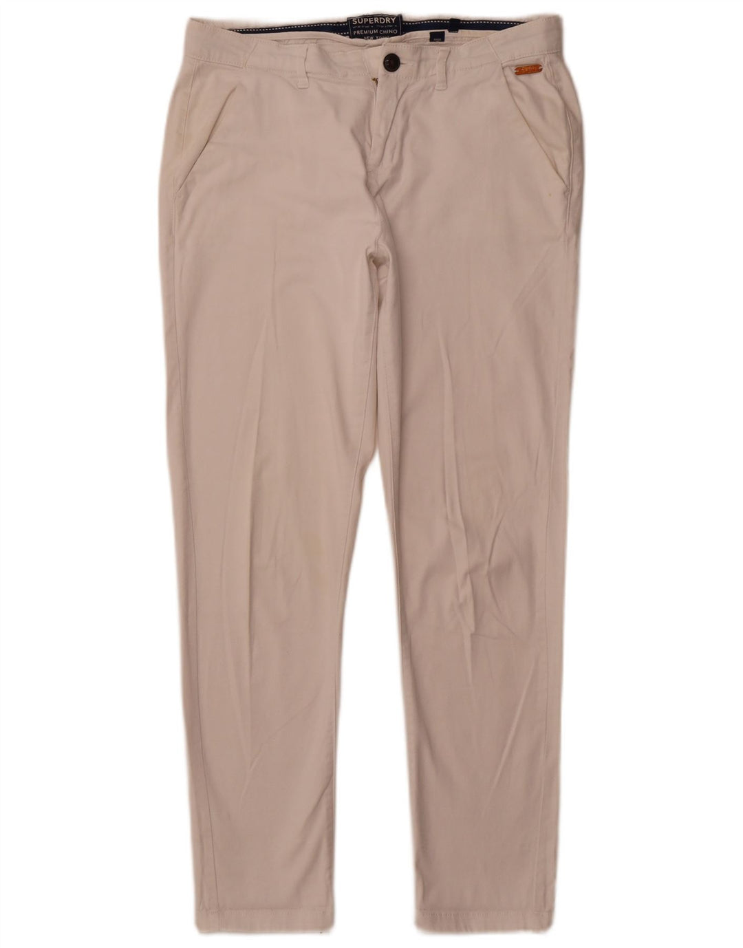 SUPERDRY Pantalones chinos ajustados para mujer UK 12 Medium W32 L29 Algodón blanco