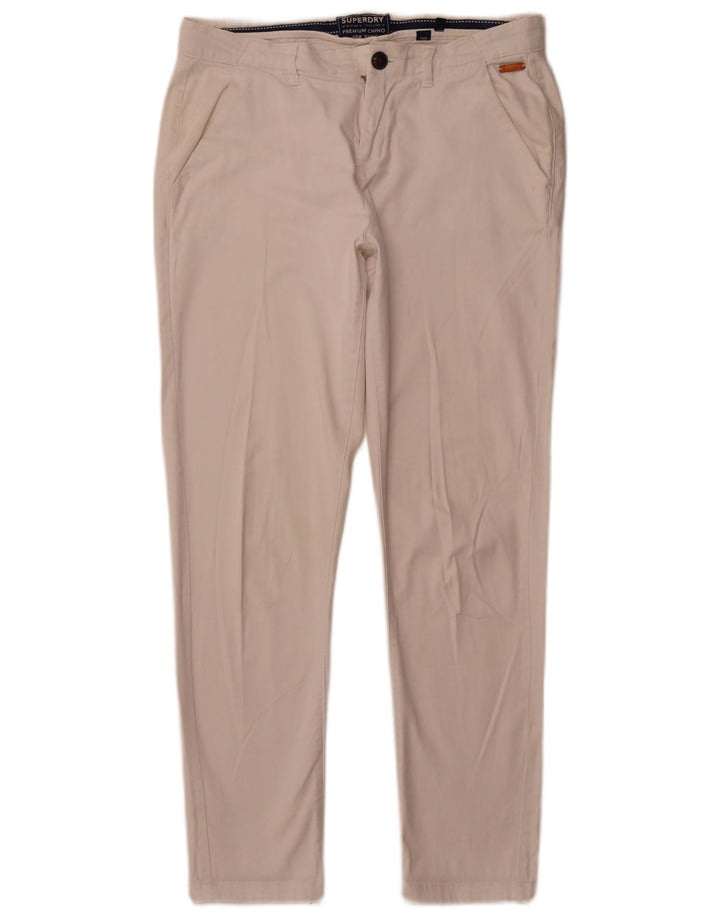 SUPERDRY Pantalones chinos ajustados para mujer UK 12 Medium W32 L29 Algodón blanco