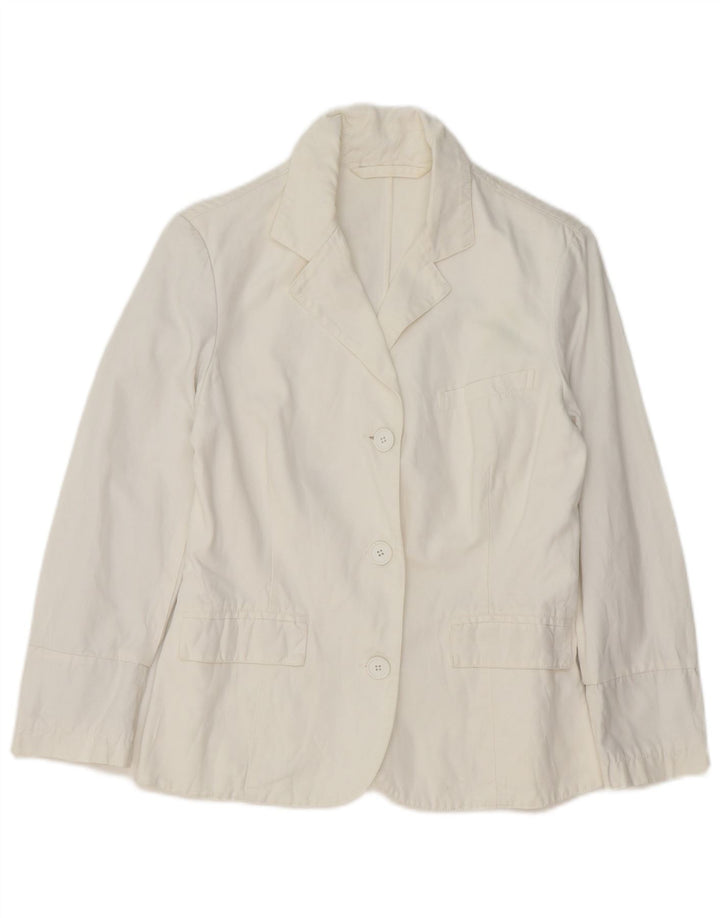 Vintage mujer 3 botones Blazer chaqueta Reino Unido 14 blanco medio