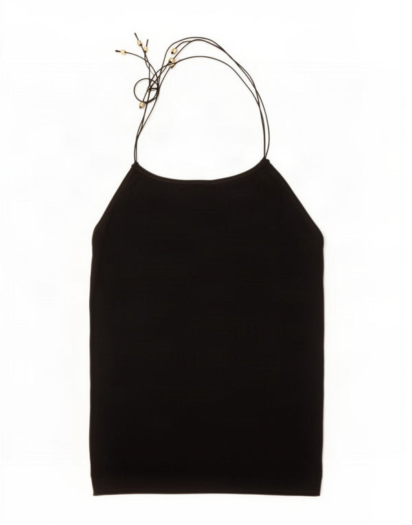 Massimo Dutti Top Halter De Punto Para Mujer UK 42 Medium Negro