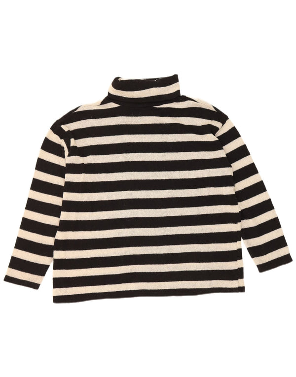 Zara Mujer Oversize Roll Neck Jumper Sweater UK 10 Small Negro Rayas