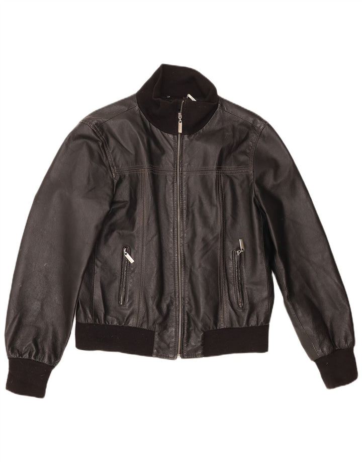 Conbipel Chaqueta bomber de piel para mujer IT 48 XL Bloque de color negro