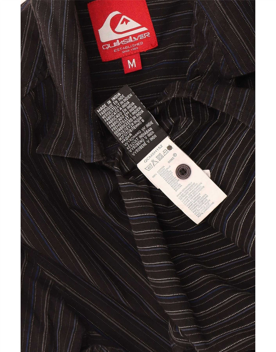 Camisa Quiksilver Hombre Medium Black Rayas Algodón