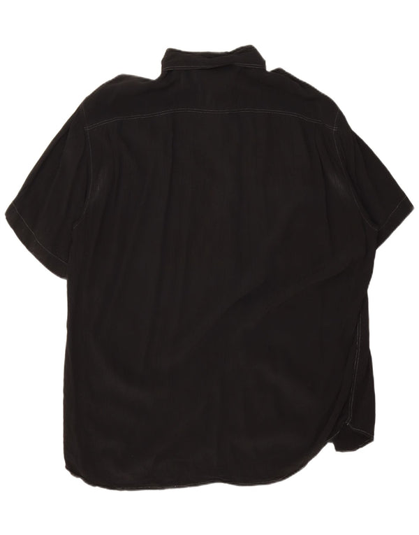 Cacharel Camisa alta de manga corta para hombre XL Negro