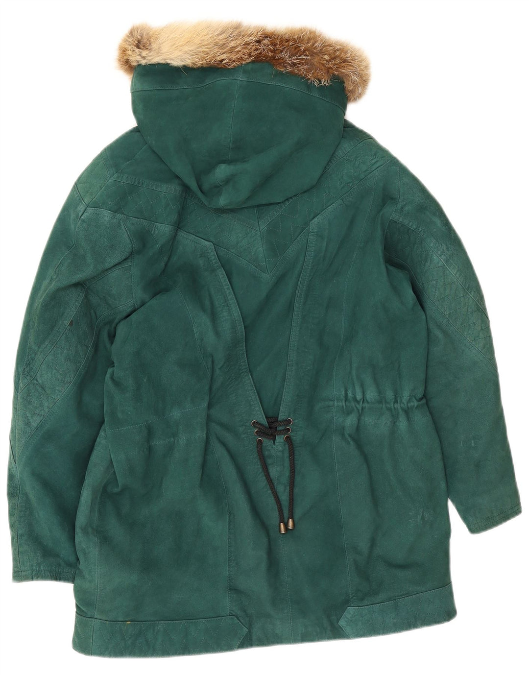 Vintage mujer ante chaqueta parka de gran tamaño IT 40 cuero verde pequeño