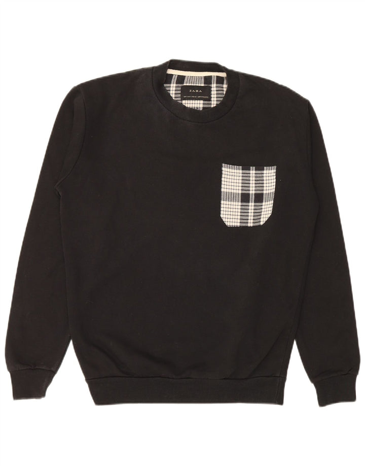 Zara Hombre Sudadera Jumper Small Black Check