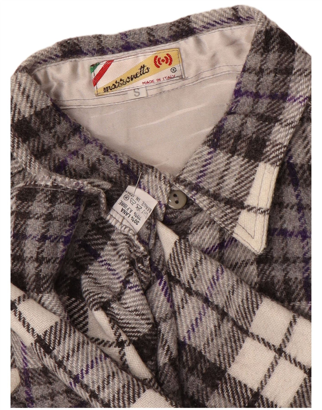 MAZZONETTO Camisa De Franela Hombre Small Gris Lana A Cuadros