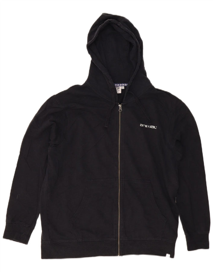 ANIMAL Suéter con capucha y cremallera para mujer Reino Unido 14 Grande Algodón negro