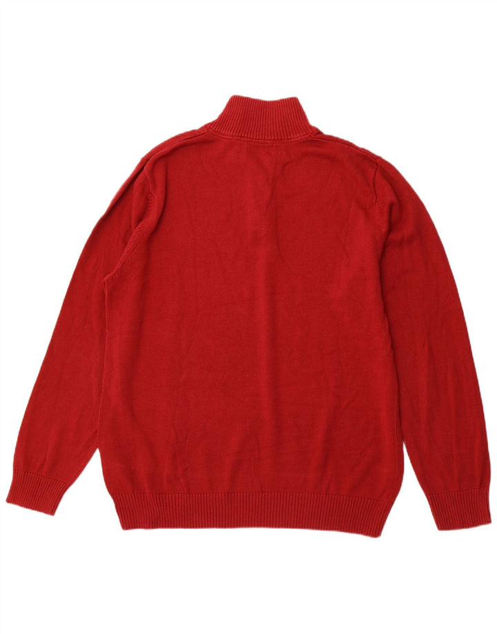NAUTICA Suéter tipo jersey con cuello y cremallera para hombre, tamaño grande, algodón rojo