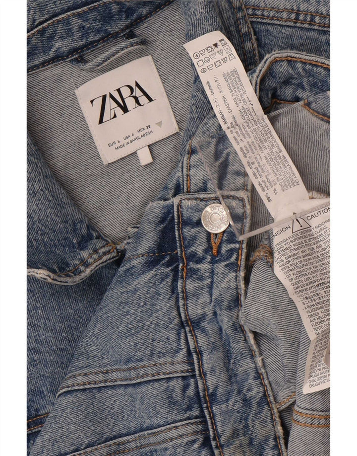 Zara Mujer Chaqueta Vaquera UK 40 Grande Algodón Azul