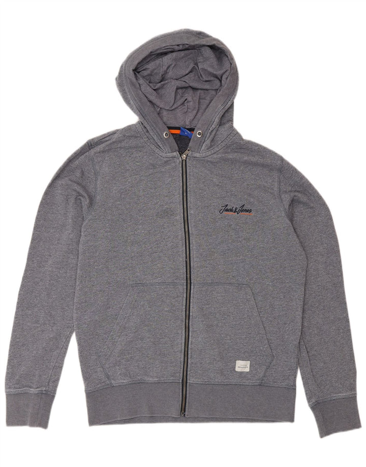 Jack & Jones Hombre Sudadera Con Capucha Y Cremallera Poliéster Moteado Gris Medio