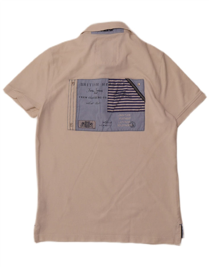 CREW CLOTHING Polo gráfico para hombre de algodón blanco mediano