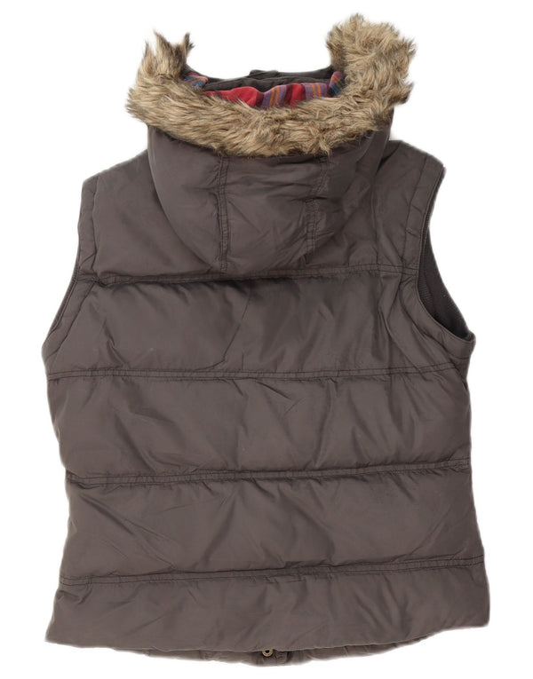 Jack Wills Chaleco acolchado para mujer UK 10 Small Grey Nylon
