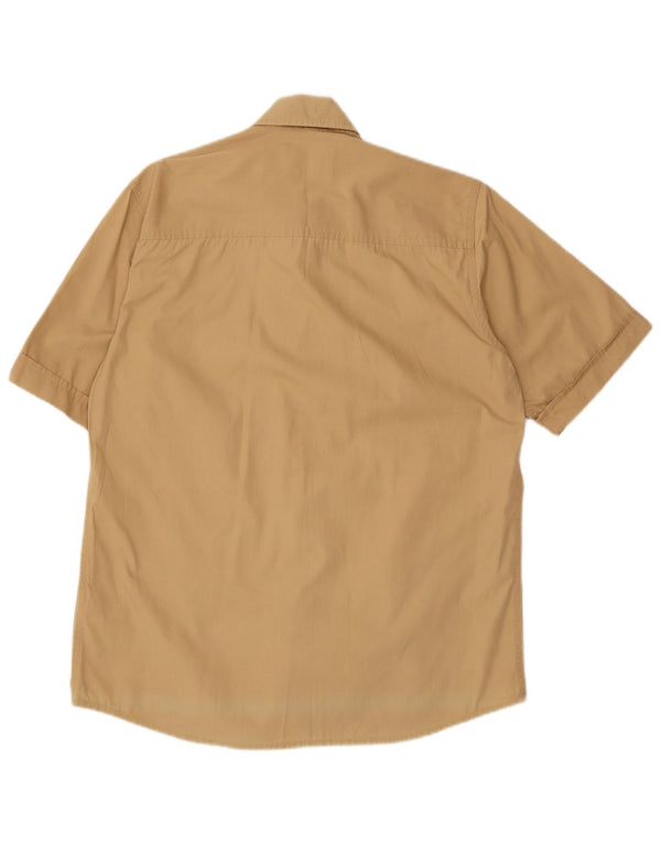 MARLBORO CLASSICS Camisa de manga corta utilitaria para hombre pequeña a rayas beige