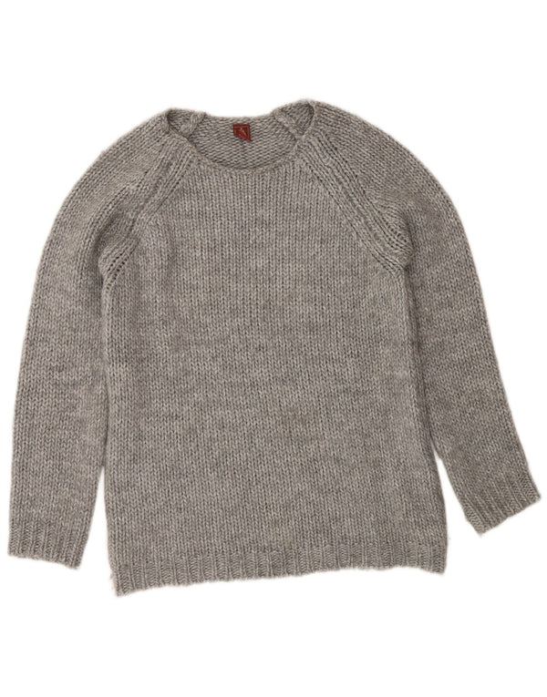 Dondup Suéter tipo jersey con cuello barco para mujer UK 40 Lana gris medio