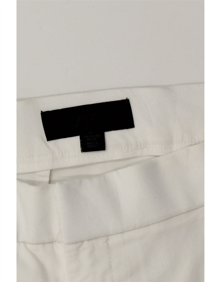 ZARA Mujer Pantalón Recto Cropped XS W26 L25 Blanco