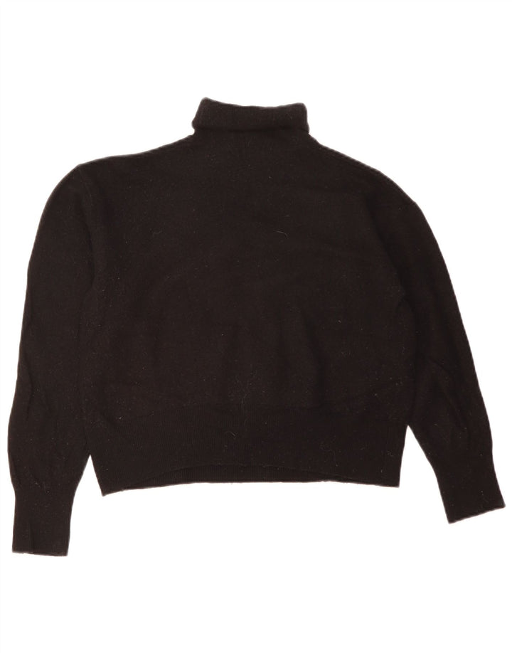 Zara Mujer Crop Roll Neck Jumper Sweater UK 40 Mediano Negro
