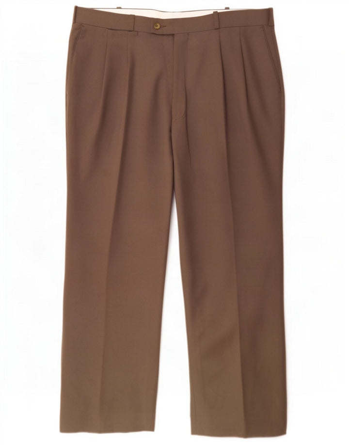 Pantalones de traje con pinzas Farah para hombre W36 L29 Poliéster gris