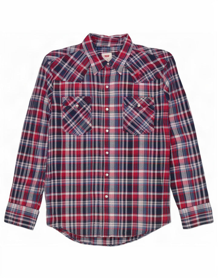 Levi's Hombre Camisa De Franela De Algodón A Cuadros Rojo Medio