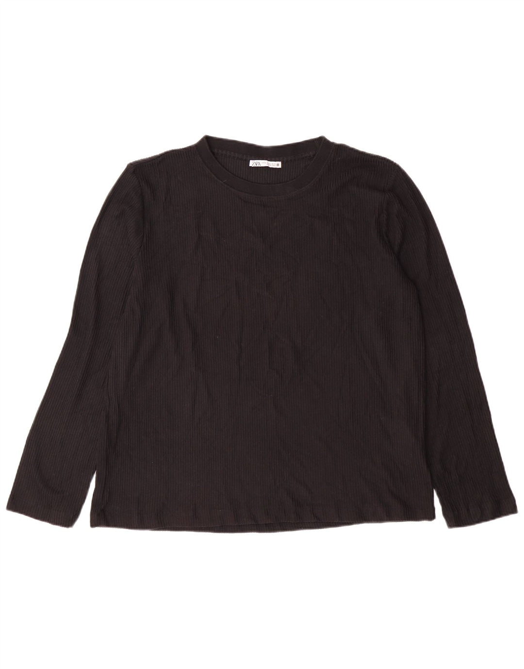 Zara Mujer Top Manga Larga ES 40 XL Negro Poliéster
