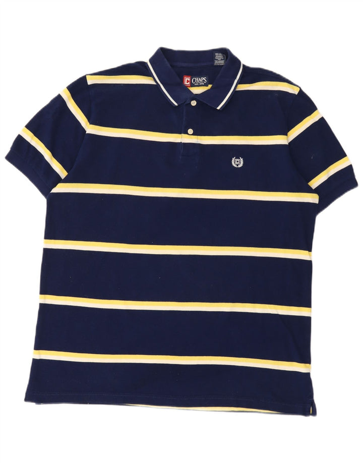 Chaps Polo para hombre grande de algodón a rayas azul marino