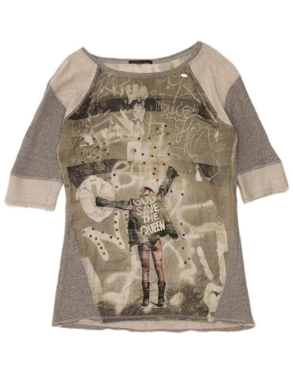 Blusa gráfica para mujer Gaudí UK 40 XL Poliéster con bloques de color gris