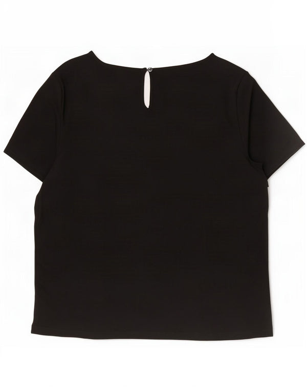 Marks & Spencer Blusa para Mujer Top UK 44 Grande Viscosa Negra
