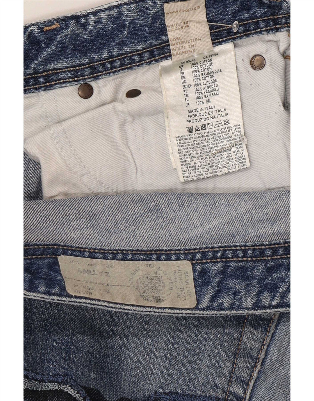 Diesel Hombre Zatiny Regular Bootcut Jeans W30 L27 Algodón Azul