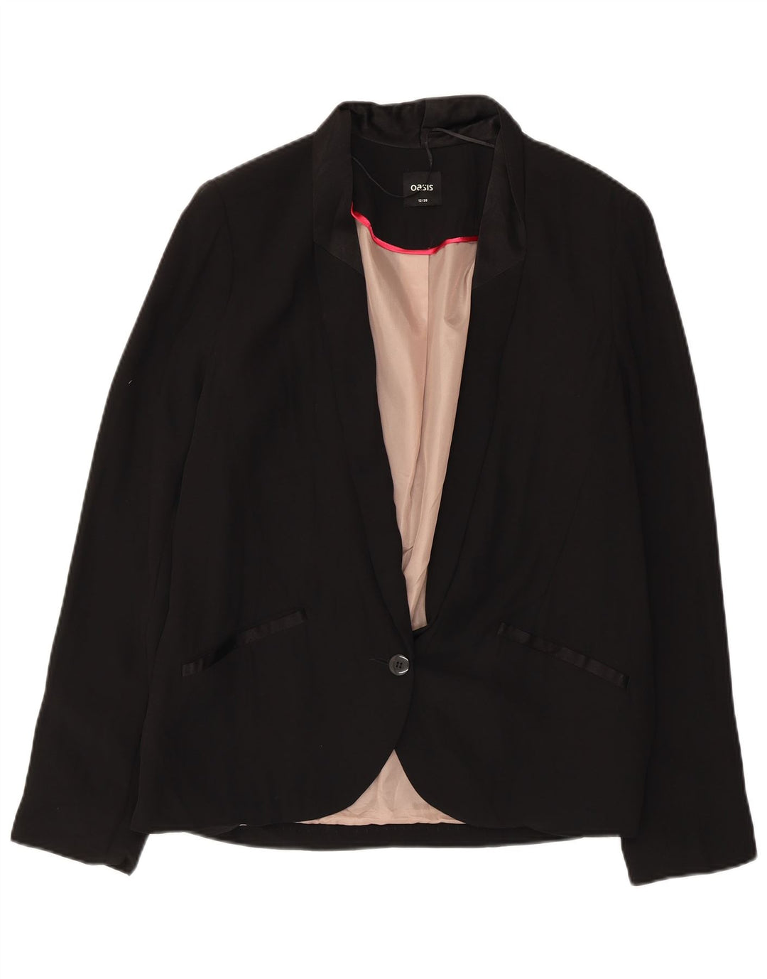 Oasis Chaqueta tipo blazer de 1 botón para mujer UK 40 Mediano Poliéster negro