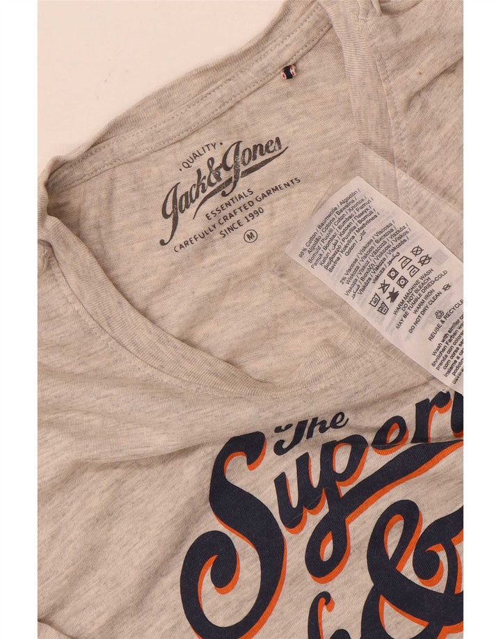 Jack & Jones Hombre Camiseta gráfica Top Algodón moteado gris medio