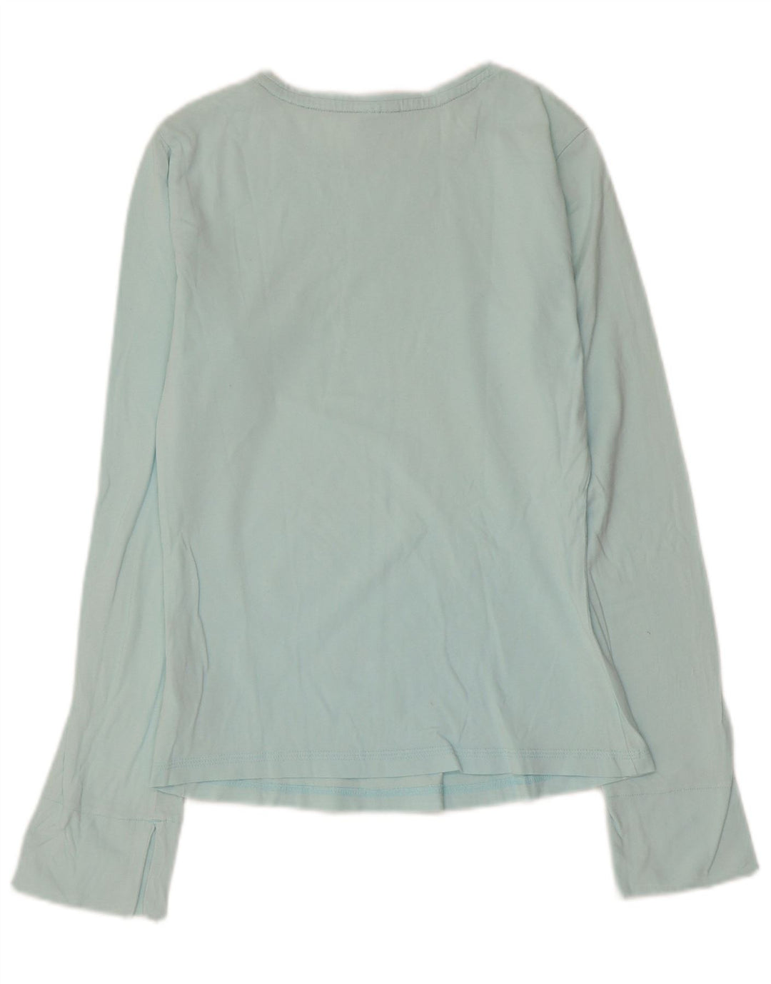 ADIDAS Mujer Top Manga Larga UK 10 Pequeño Algodón Azul