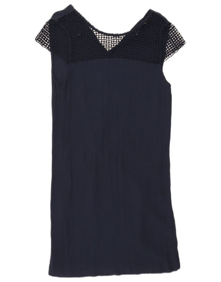 Zara Vestido recto para mujer UK 40 Mediano Azul marino Poliéster