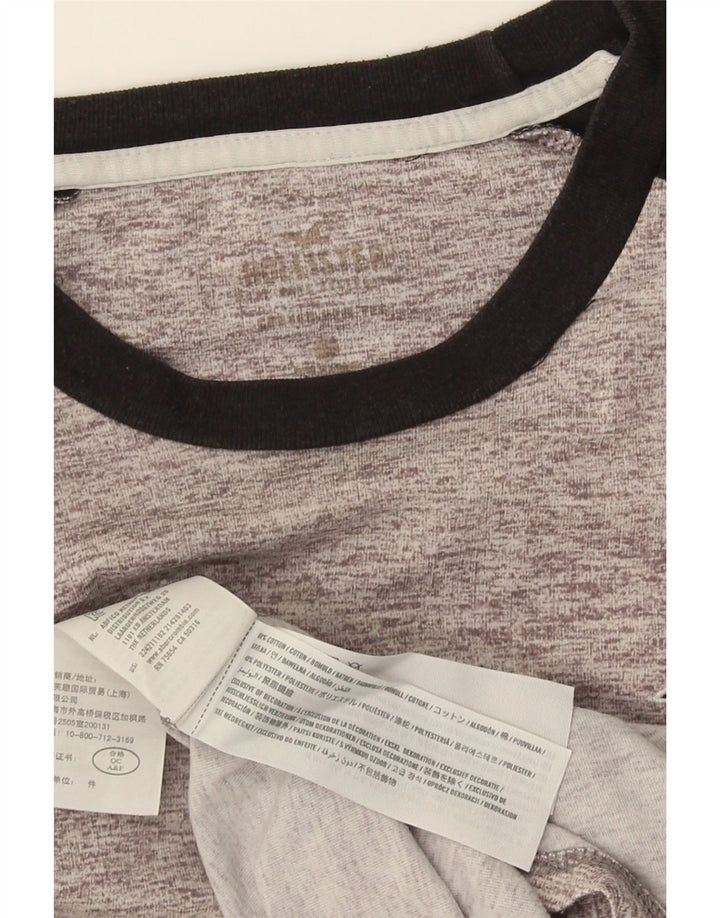 Hollister Hombre Camiseta Gráfica De Manga Larga De Algodón Color Block Gris Medio