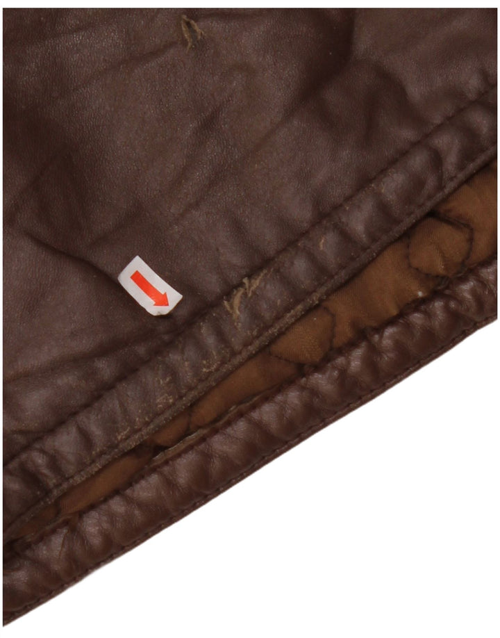 VINTAGE Chaqueta de cuero para hombre IT 56 3XL Marrón