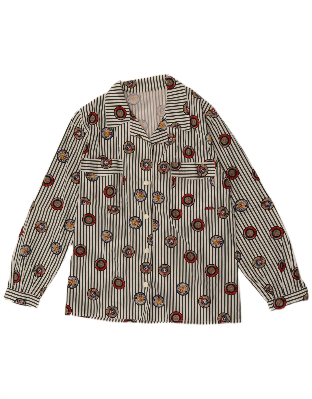 Vintage mujer camisa gráfica Reino Unido 14 medio multicolor Pinstripe
