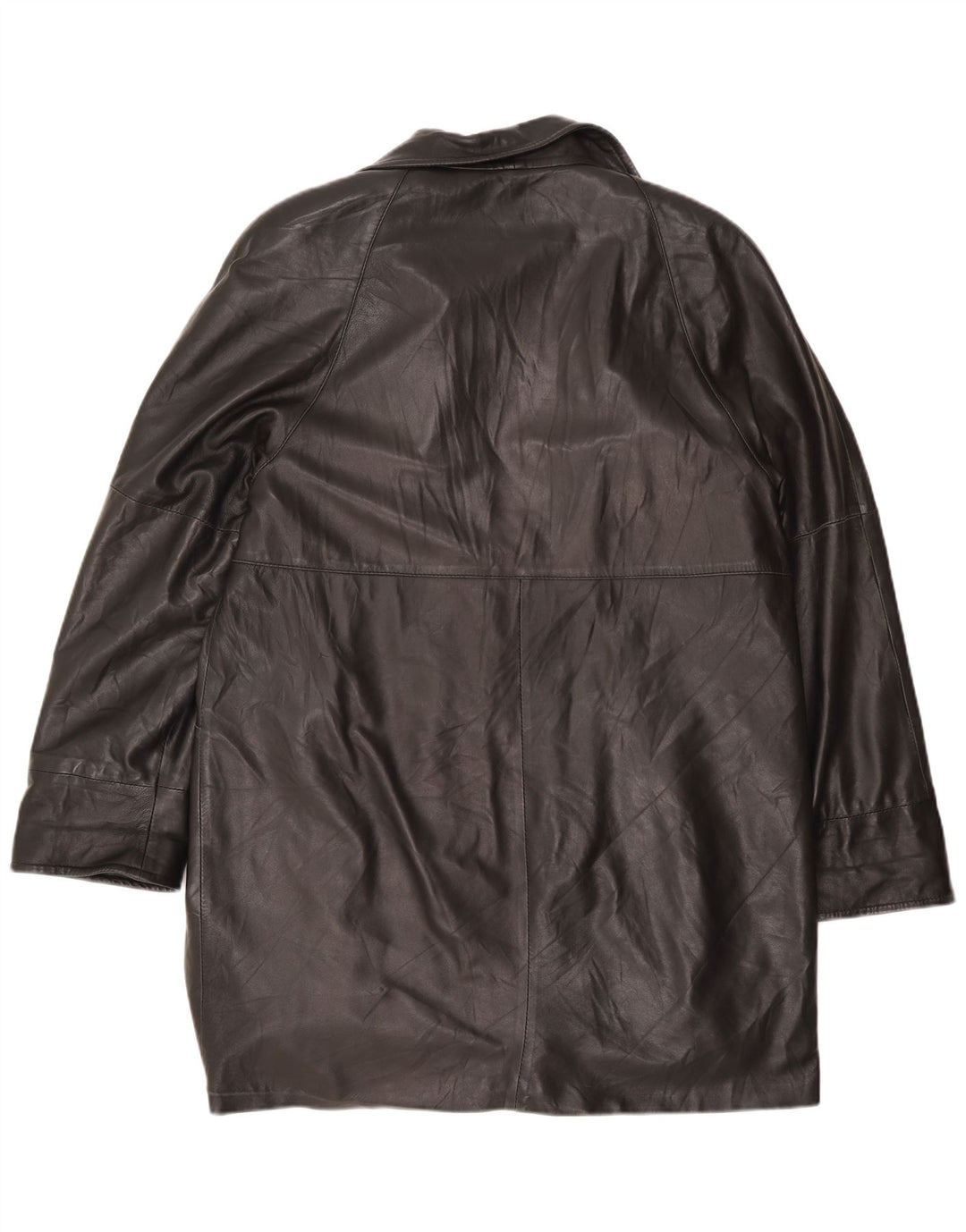 Vintage mujer cuero abrigo Reino Unido 16 grande negro