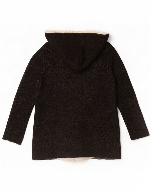 Zara Mujer Cárdigan Abierto Con Capucha Suéter UK 40 Medio Acrílico Moteado Negro